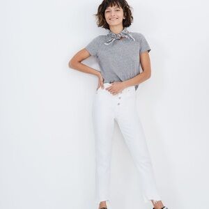 MADEWELL The Perfect Vintage Crop Jeans,white button front jeans women’s size 25